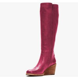 FSJ Fuchsia Wedge Heeled Boots